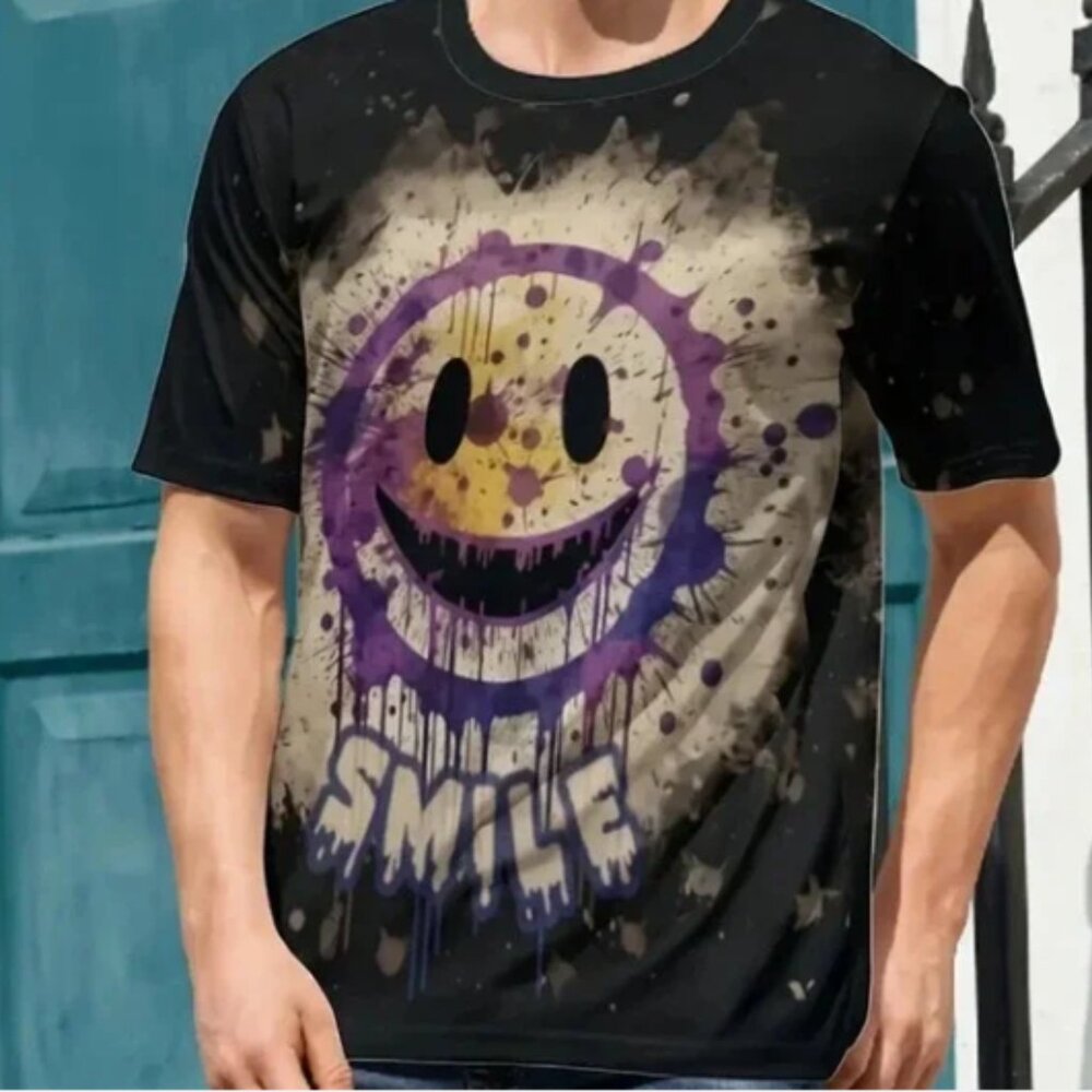 Men’s Distorted Smiley Face Graphic Tee